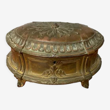 Ancien coffret boîte à bijoux en bronze massif France 19 eme