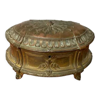 Ancien coffret boîte à bijoux en bronze massif France 19 eme