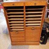 Double curtain file cabinet
