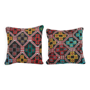 Set of 2 vintage Turkish cushion covers 41x41 cm