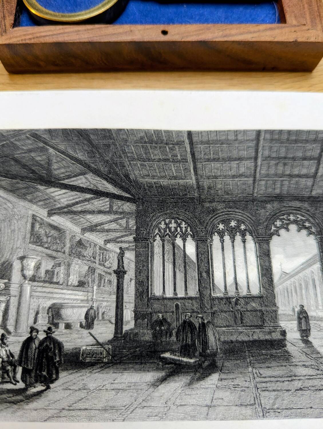 Camposanto, Pisa, old engraving, printed in 1841.