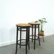 Set jaren 50 houten barkrukken met webbing uit Frankrijk vintage