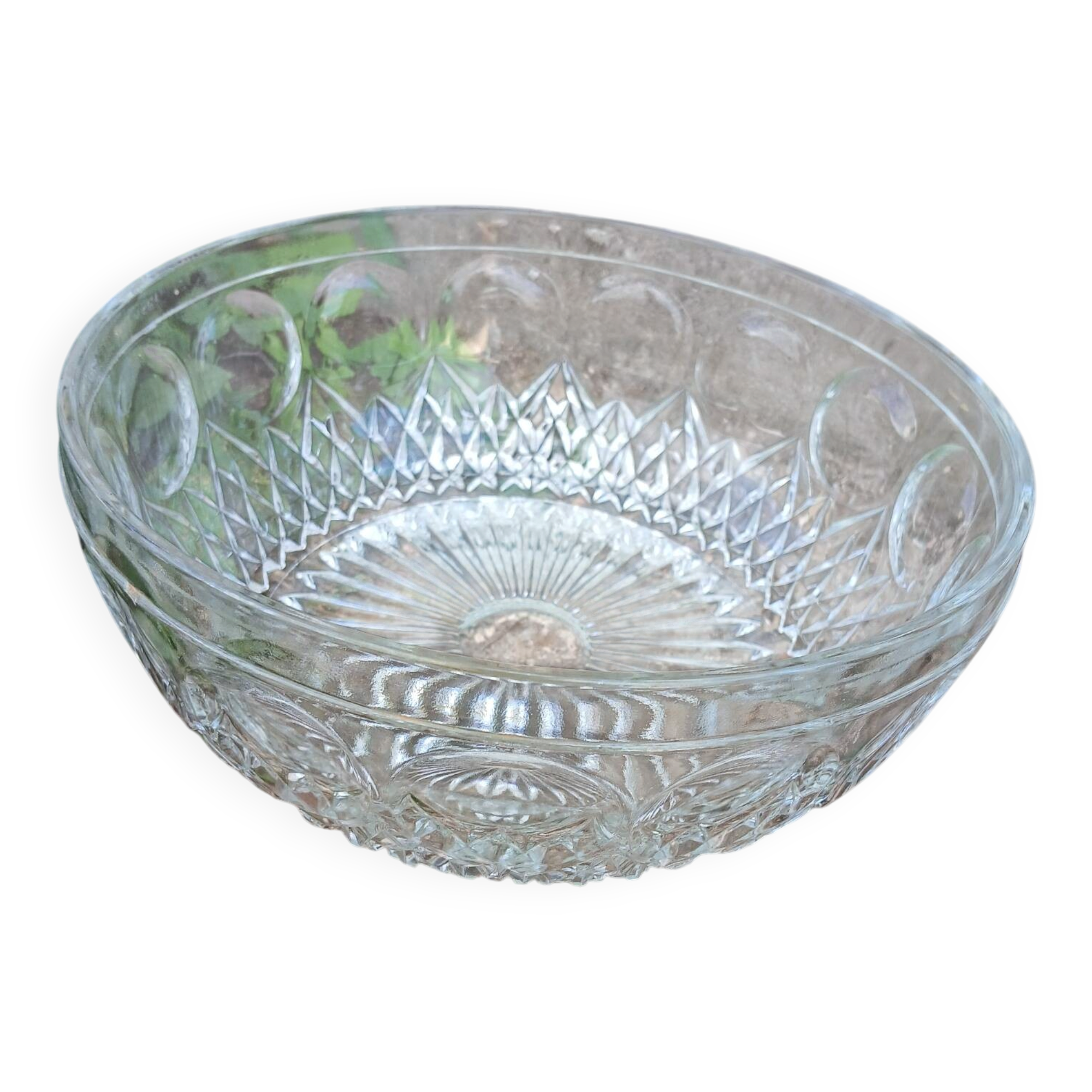 Saladier vintage en verre taillé 