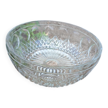 Saladier vintage en verre taillé 