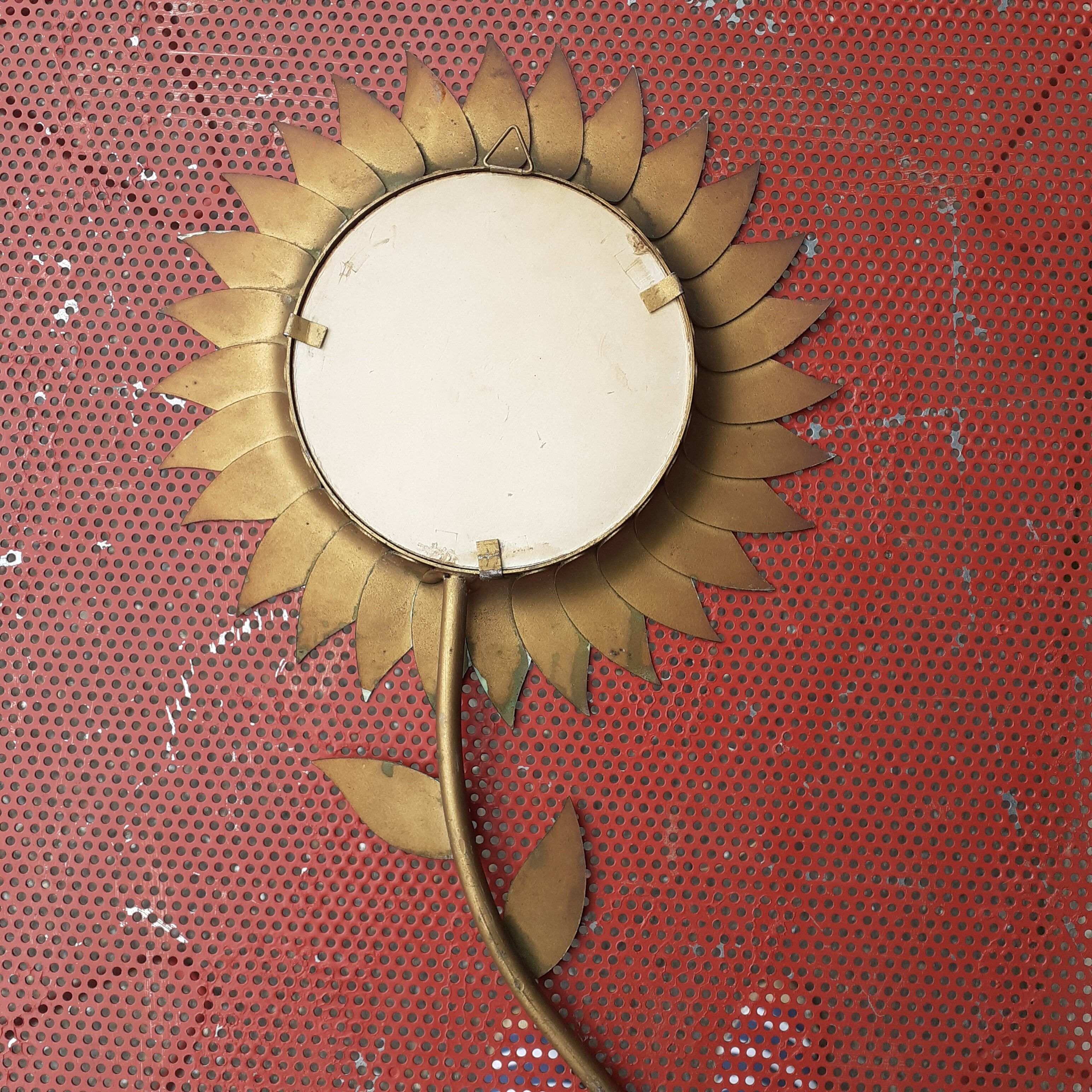 Brass flower mirror