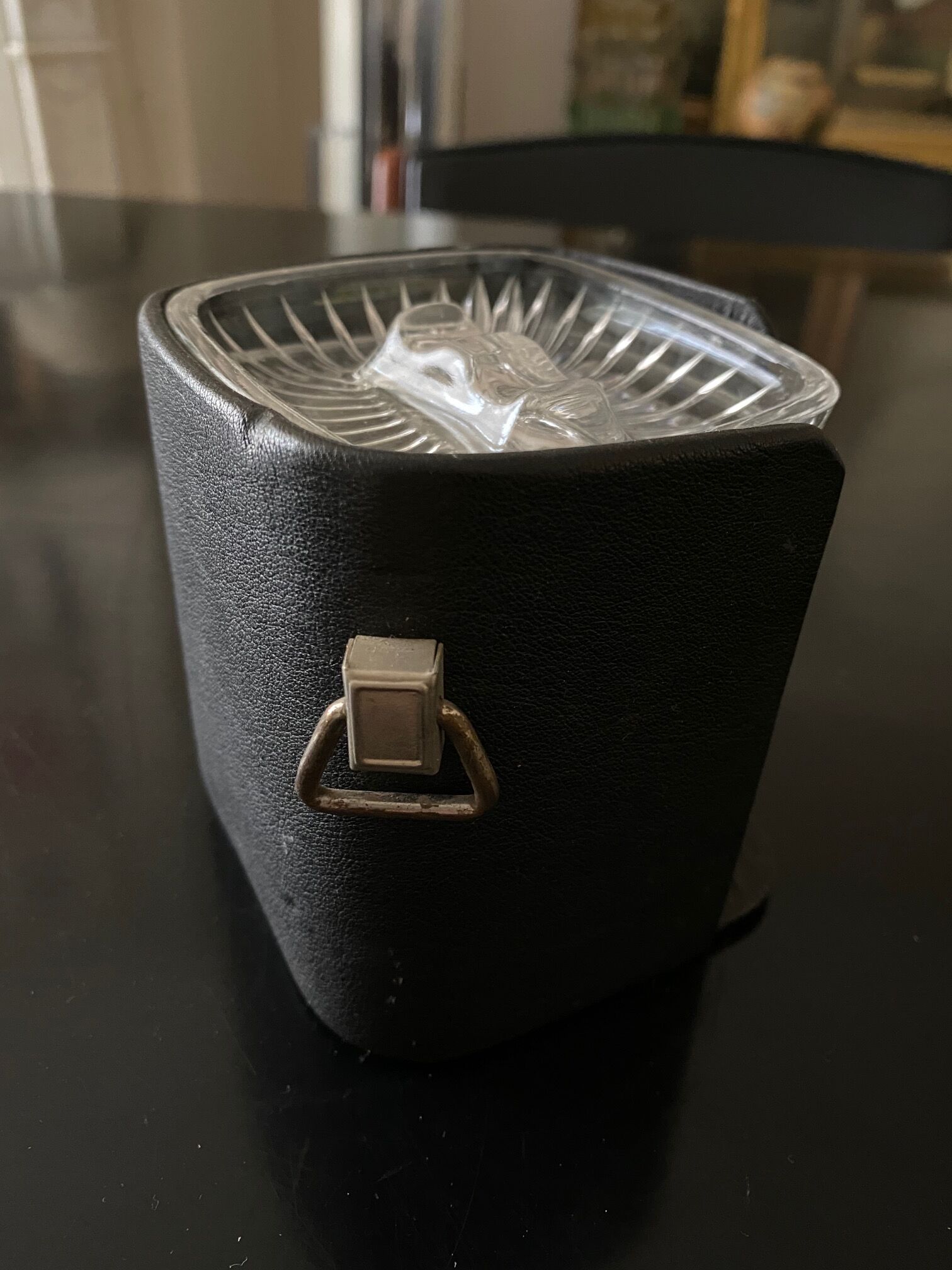 6 individual ashtrays in a leather case