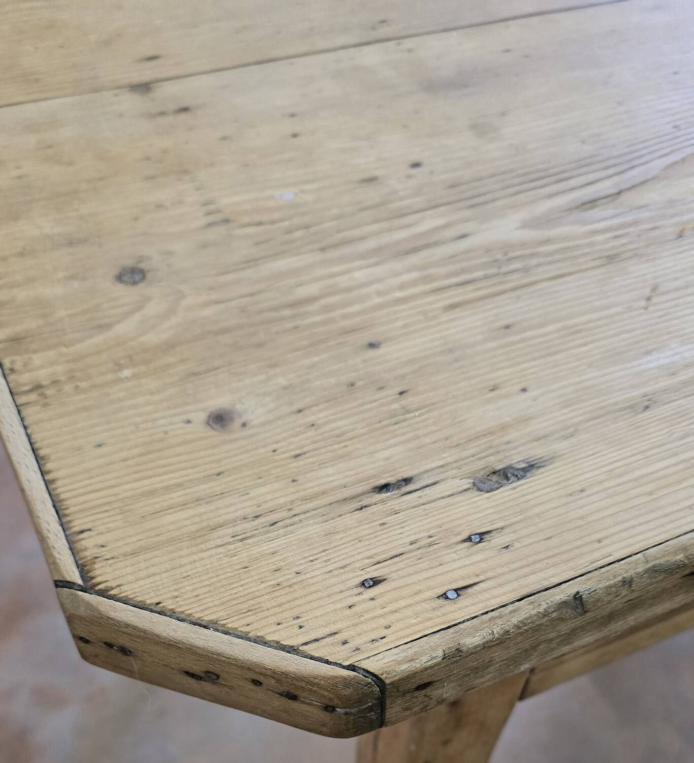 Antique wooden farmhouse table with drawer – 19th / early 20th century