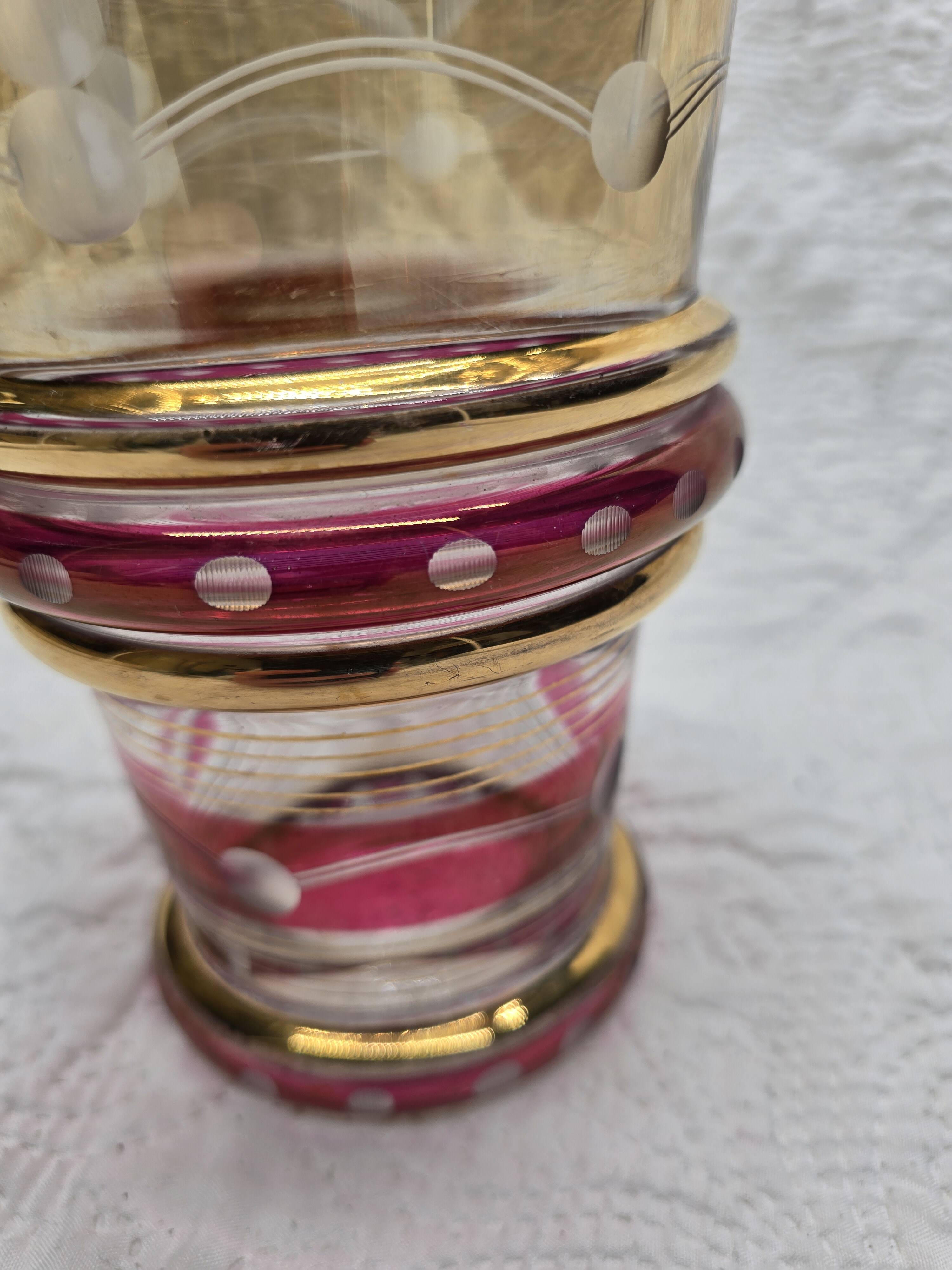 50s vase with gold and burgundy decor