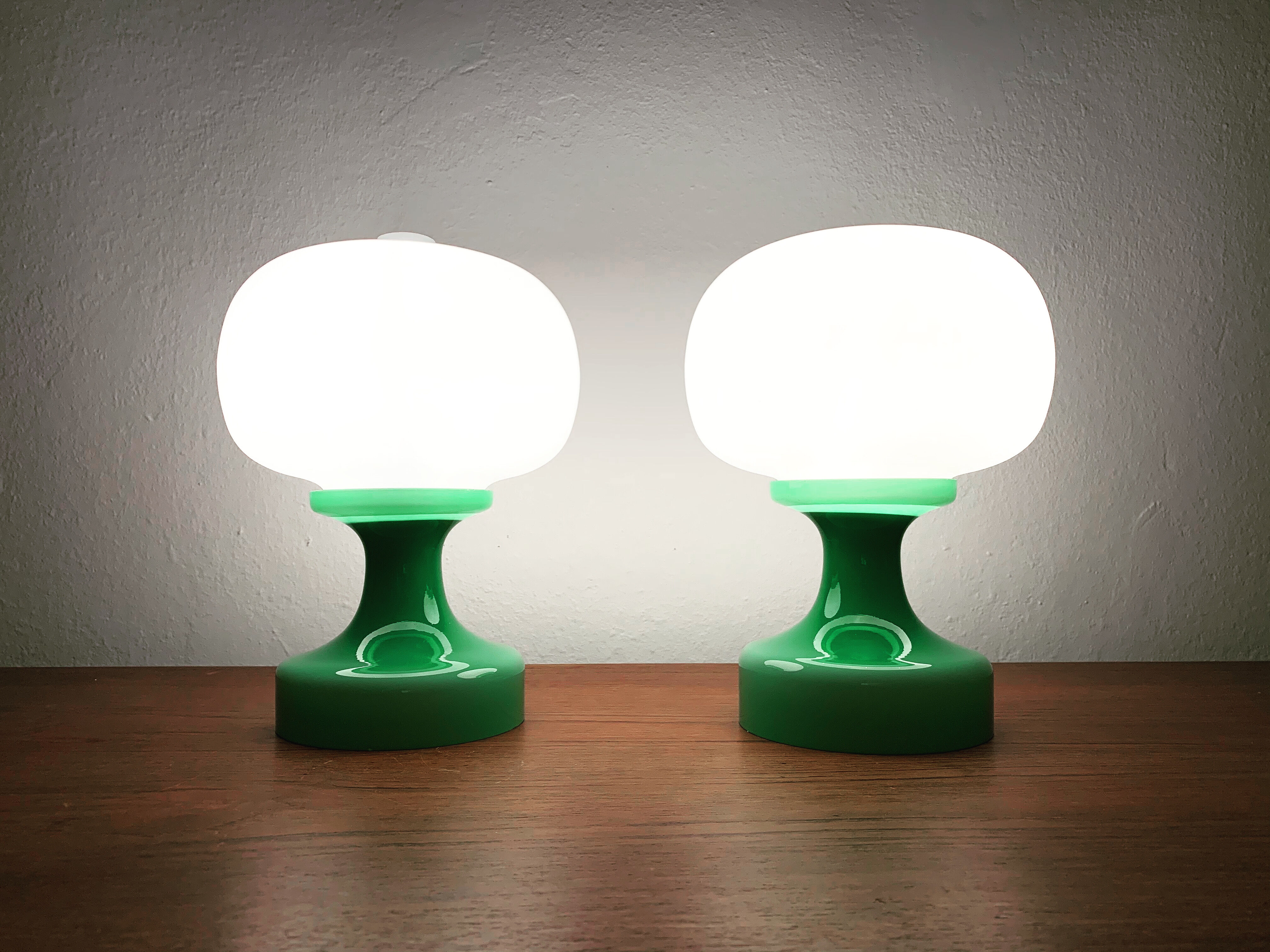 Czech Set of 2 Mid-Century Modern glass table lamps by Ivan Jakeš