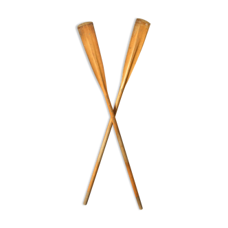 Pair of old wooden oars 153 cm