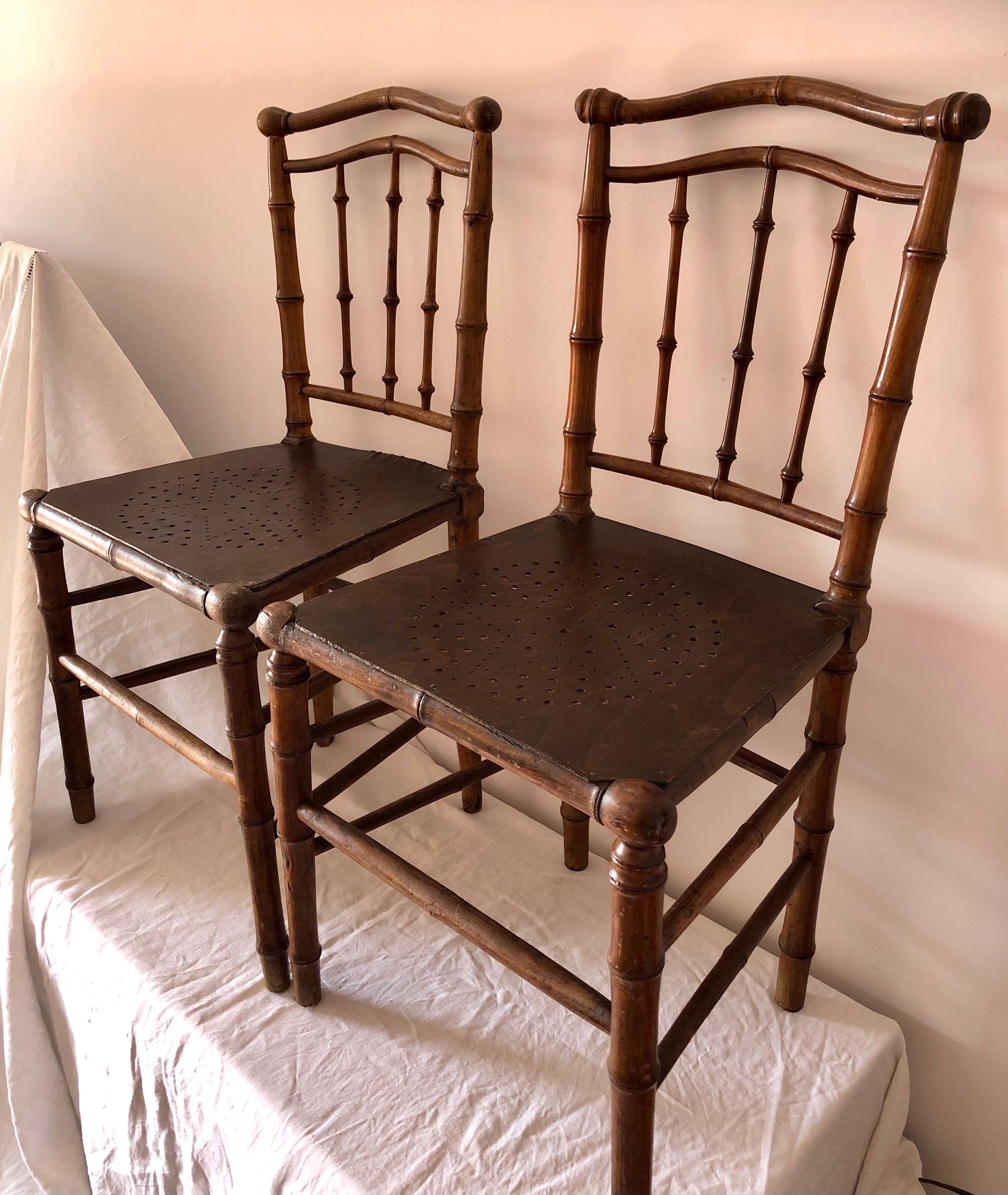 Vintage wooden and bamboo chairs