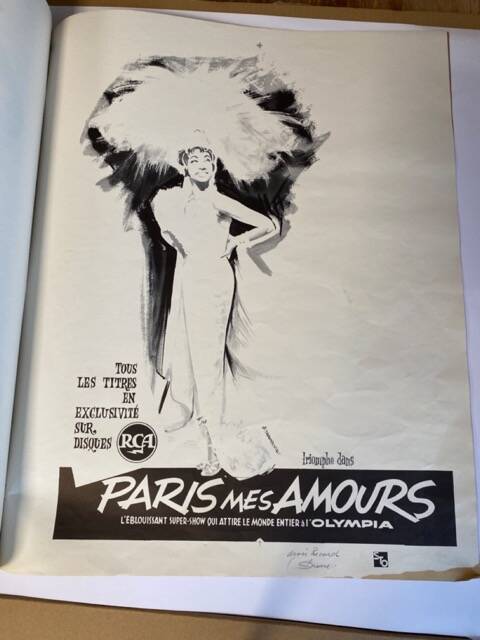 Original gouache of the poster "Paris, My Loves" by Joséphine Baker, 1959 • ART
