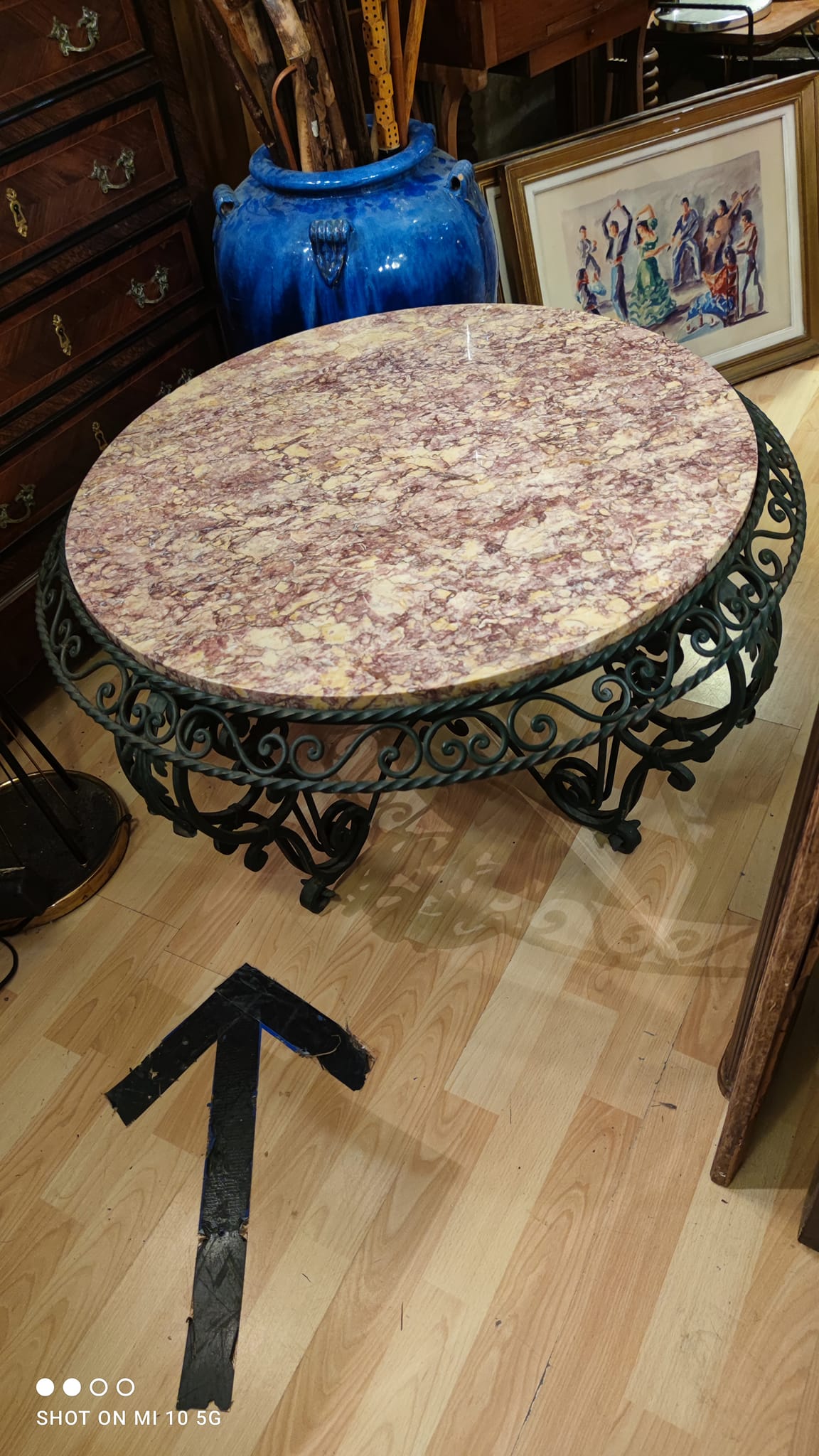 wrought iron coffee table, circa 1940/50