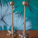pair of numbered bronze candle holder
