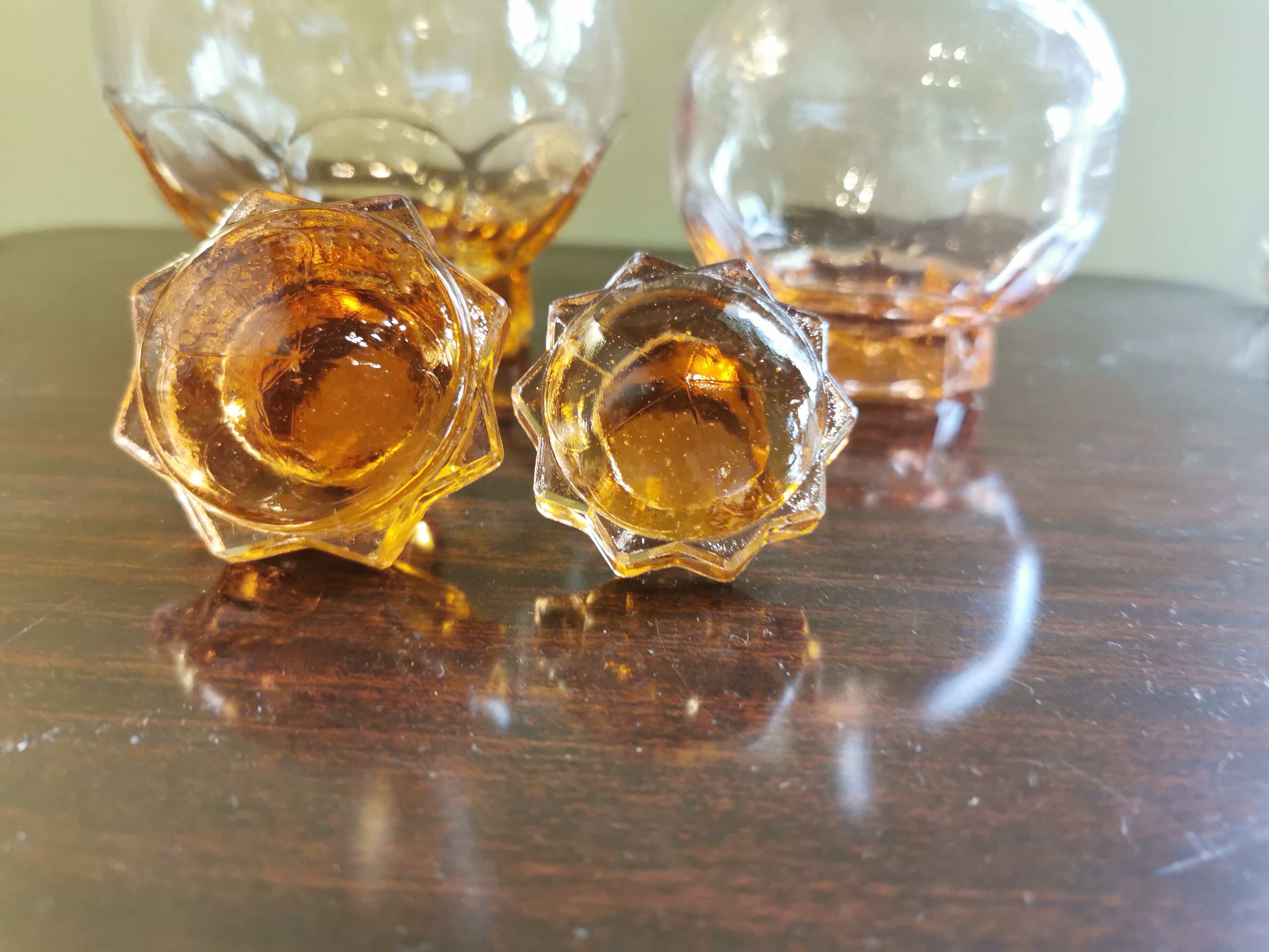 Pair of round art deco decanters