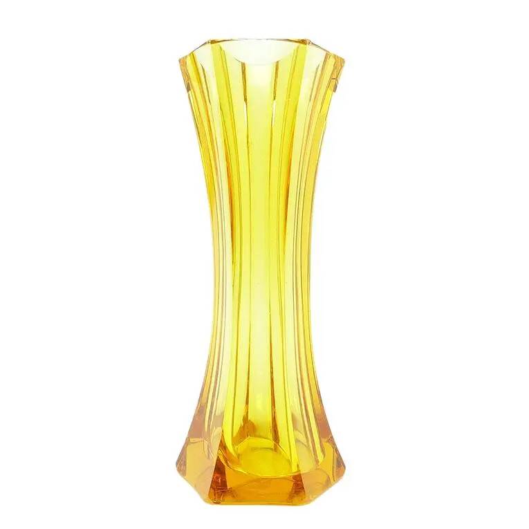 Art Deco vase, yellow crystal, designed by J. Hoffmann, Moser, Czech Republic, 1930s