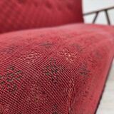 1960s, Danish 2-seater sofa, red furniture fabric, beech wood.