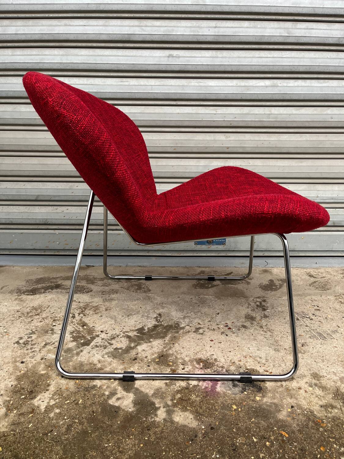 Red tweed armchair with removable cover
