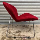 Fauteuil en tweed rouge déhoussable