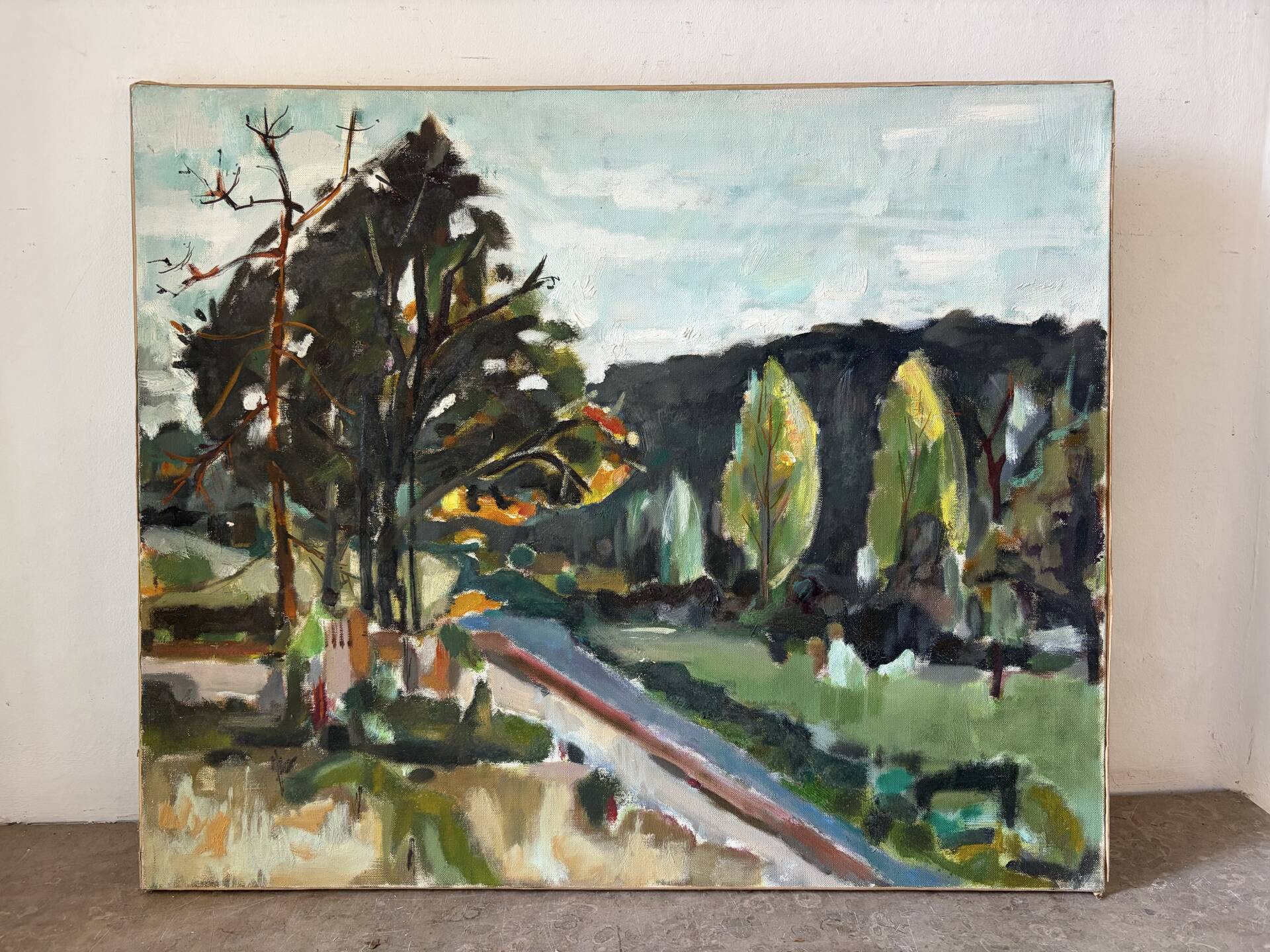 Path under the pines, oil painting on canvas