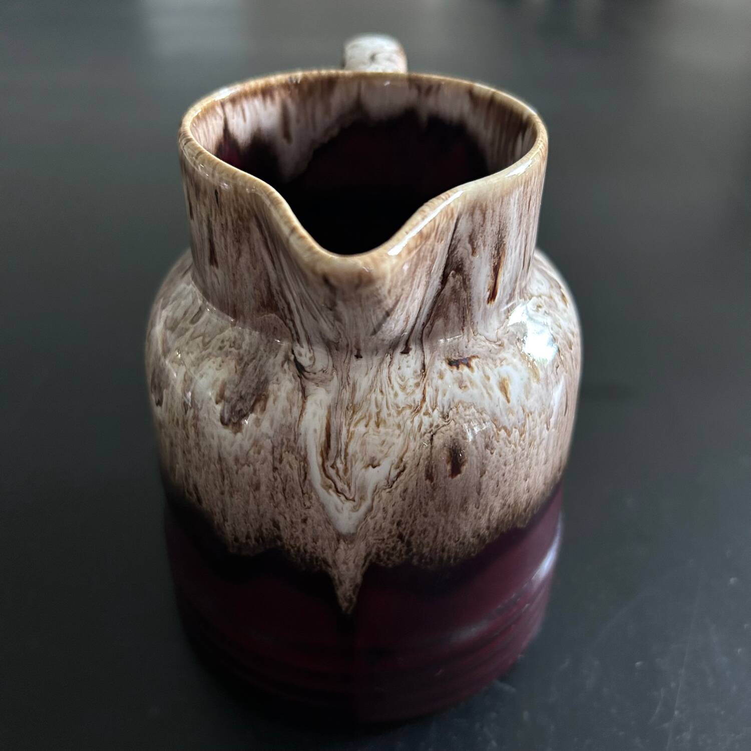 Flamed brown beige pitcher