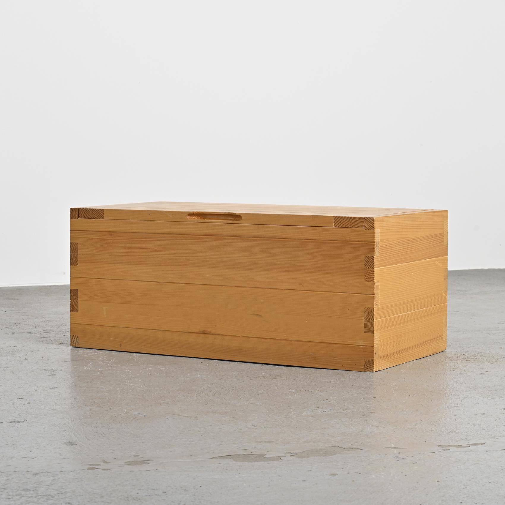 Solid elm chest by Maison Regain, 1970s