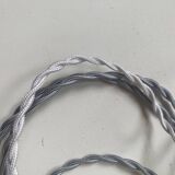 Wood and marble lamp, new 2M fabric cable, cotton lampshade