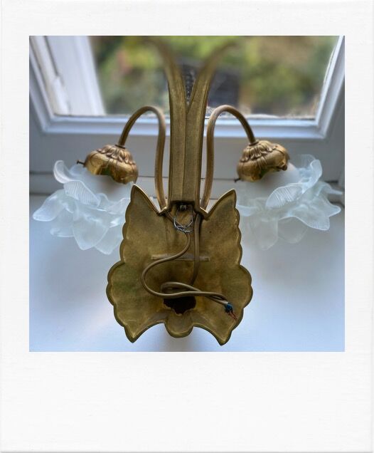 Vintage peacock bronze and pink wall light in glass paste