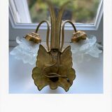 Vintage peacock bronze and pink wall light in glass paste