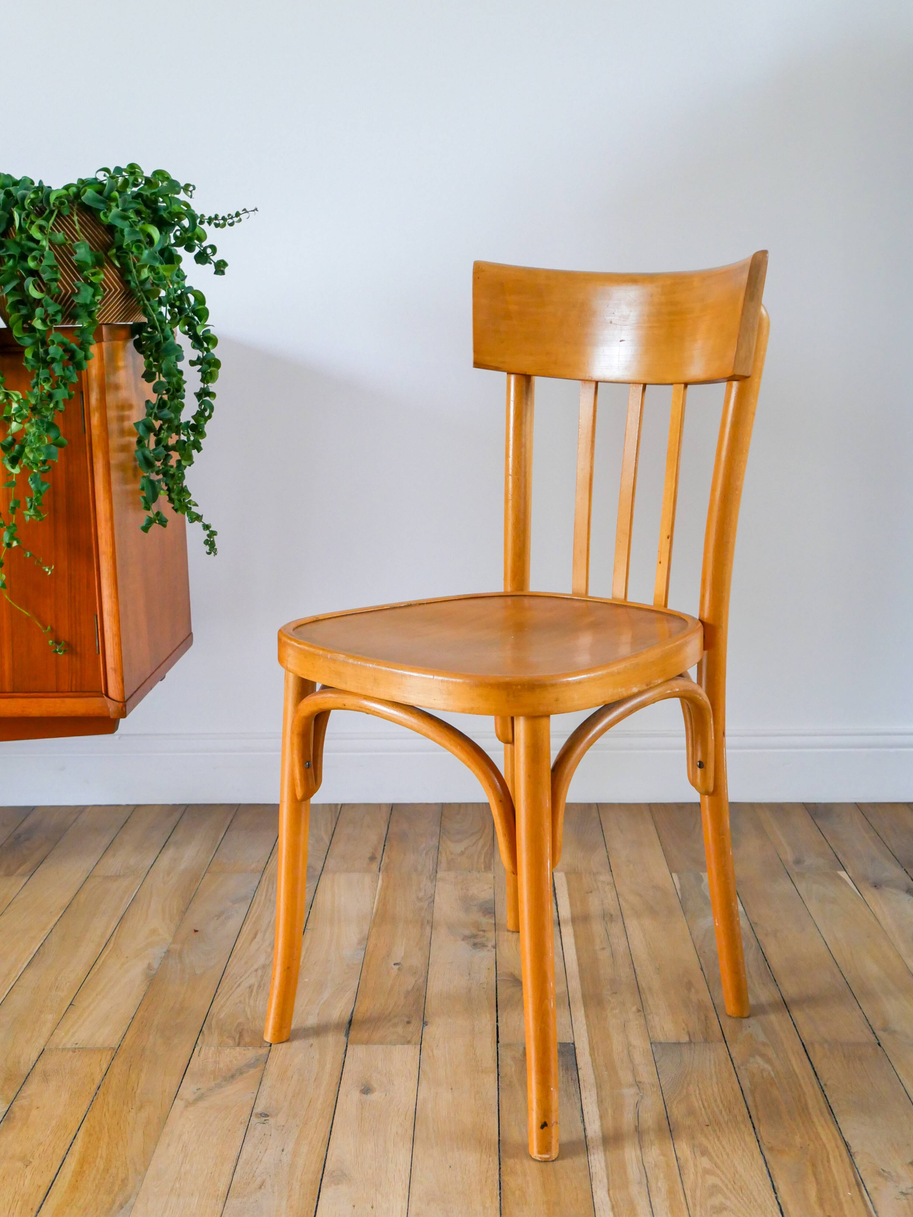 Baumann bistro chair in blond oak, 1950s