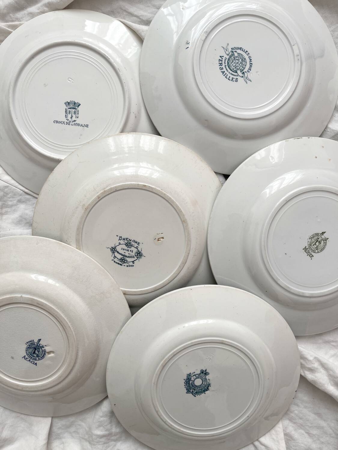6 mismatched Saint Amand ironware dessert plates