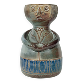 Vintage anthropomorphic stoneware photophore vase in the style of Sébastien Claramunt Pouchain.