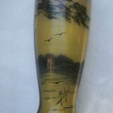 Vase with lake decoration signed Michel