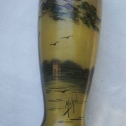 Vase with lake decoration signed Michel