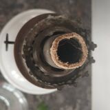 Oil lamp in opaline and brass