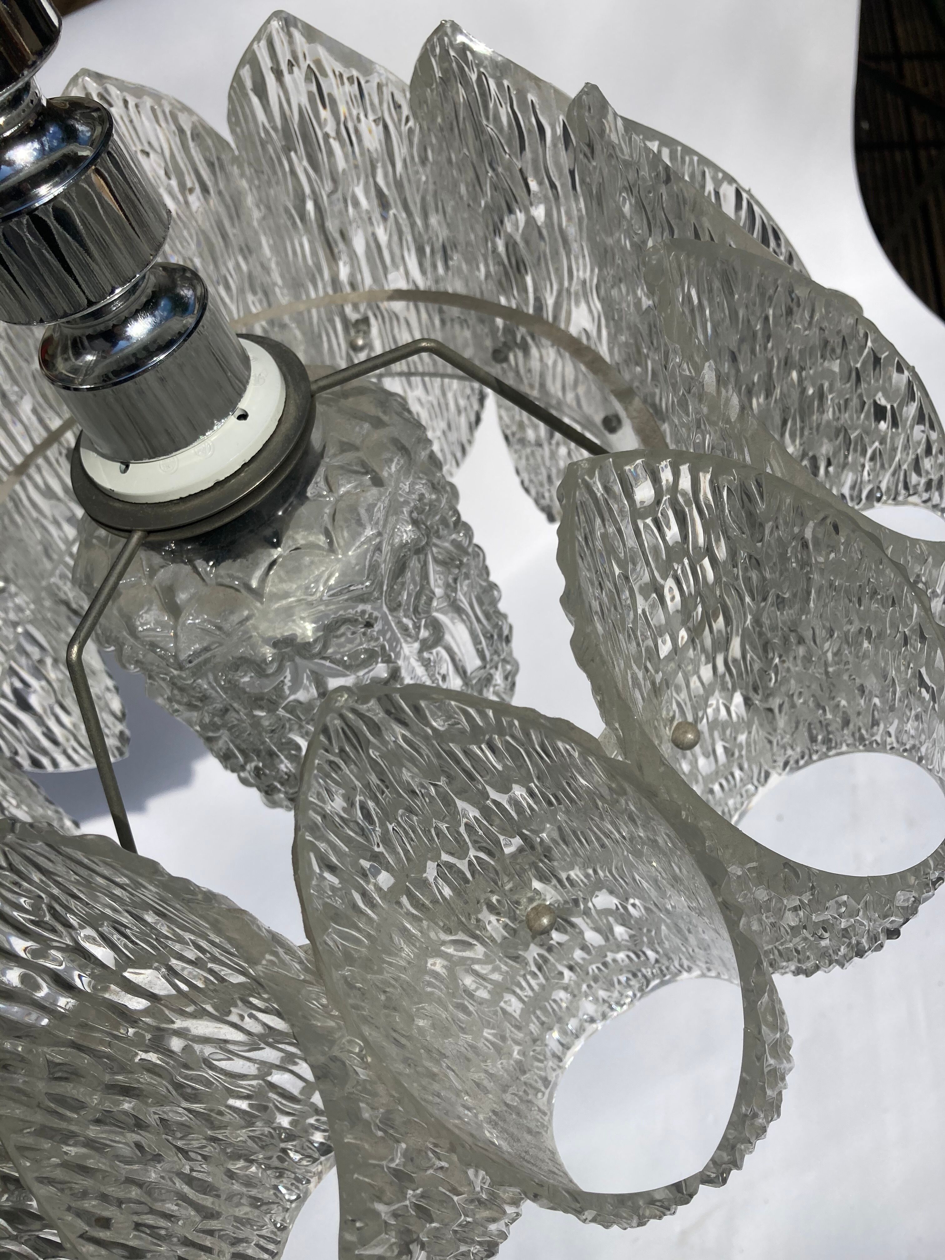 Acrylic ice glass chandelier, Germany 1970s