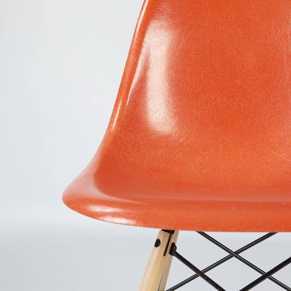 Orange Pair (2) Herman Miller Original Eames DSW Dining Side Shell Chairs