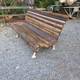Cast iron and oak slatted garden bench