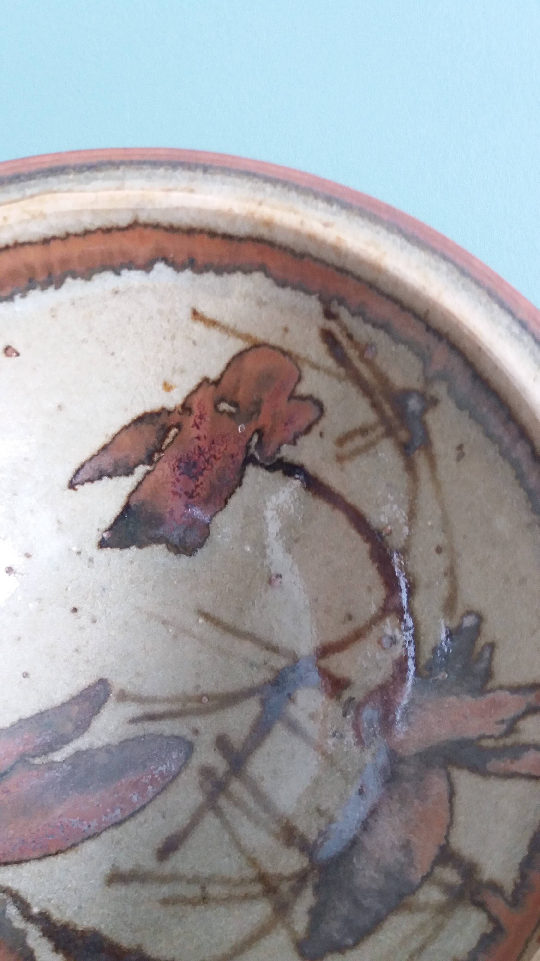 A glazed stoneware trinket dish in the style of Tim Morris or JS Stuart