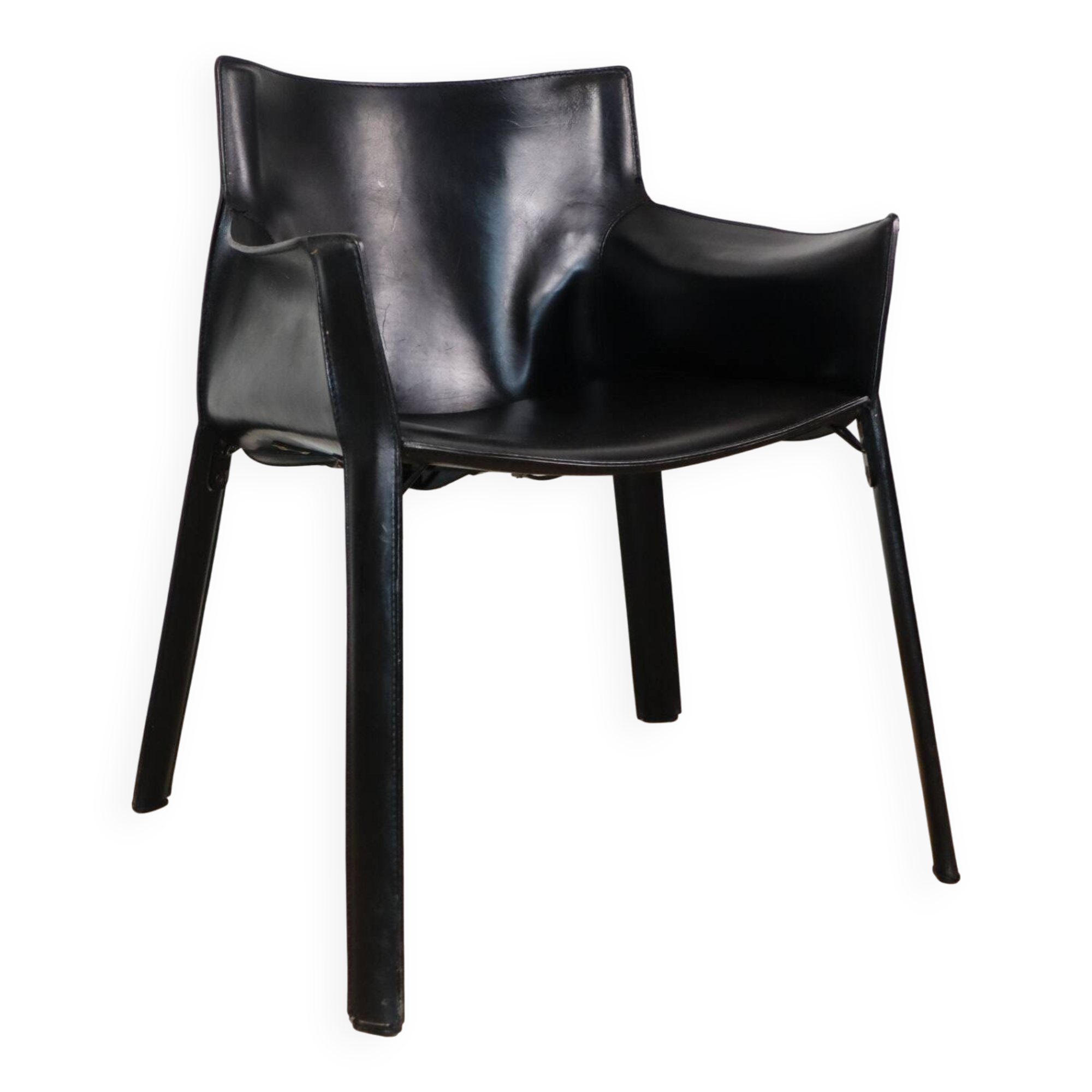 Fauteuil vintage en cuir noir - Années 80