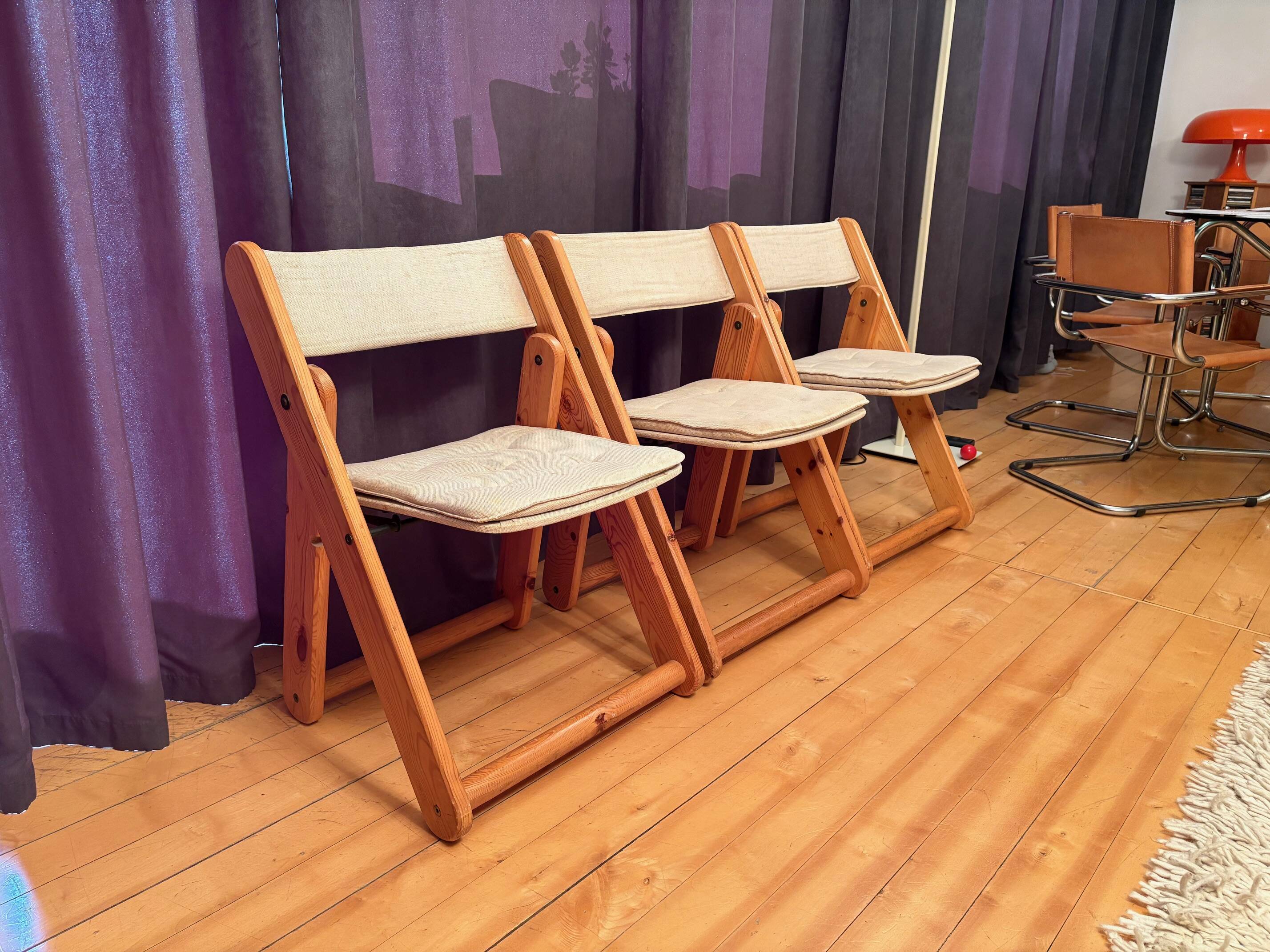 Set of three Kon-Tiki chairs designed by Gillis Lundgren, Ikea, Sweden, 197