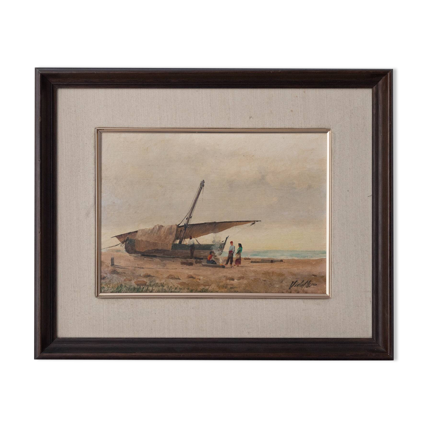 Bateau de pêche méditerranéen - Scène de plage