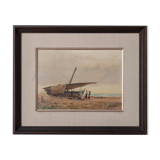 Bateau de pêche méditerranéen - Scène de plage