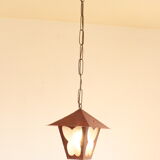 Amsterdam School style butterfly lantern in hammered sheet metal and glass, 1940s