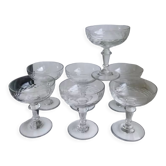 Set of 7 crystal champagne glasses 30s-40s