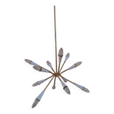 Lustre Stilnovo 12 lumières en laiton et blanc spoutnik