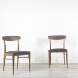 Ensemble de 4 chaises vintage en teck et similicuir. Vintage Moderne / Rétro / Danois