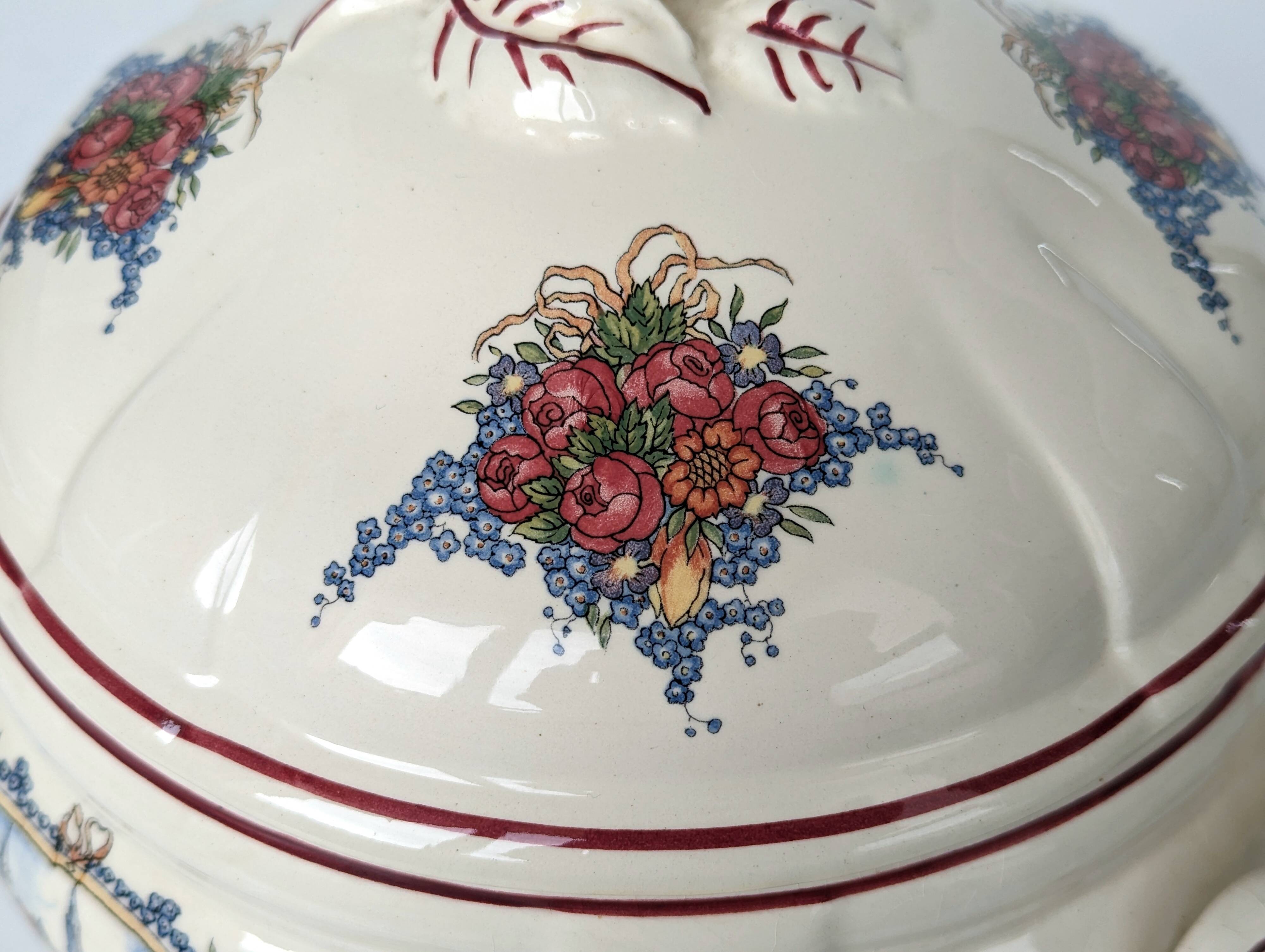 Earthenware tureen from sarreguemines obernai model illustrated by henri loux