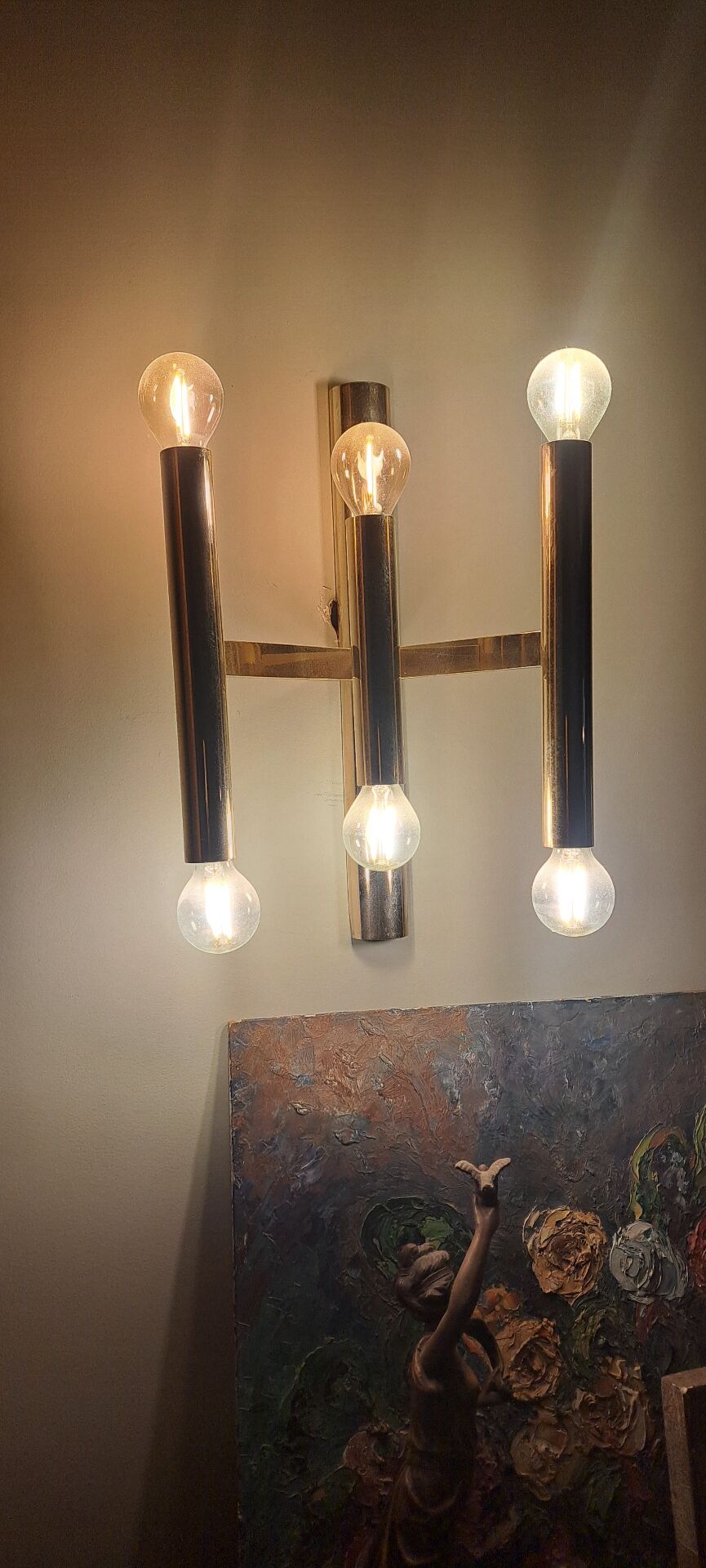 Wall lights (1 pair) brass glass