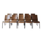 set of 10 vintage stackable chairs